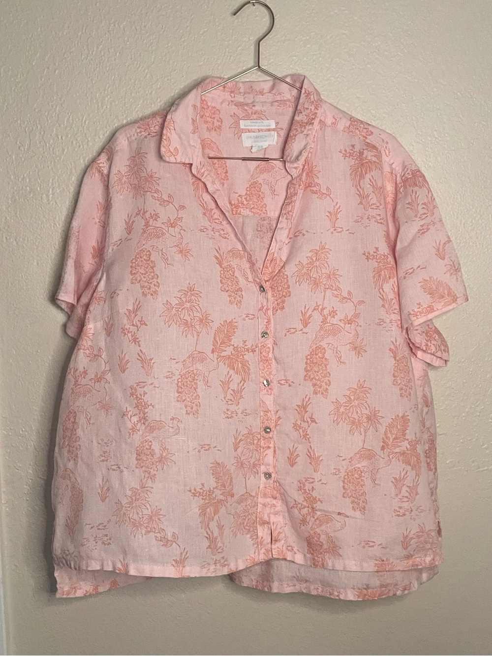 Cynthia Rowley 2X 100% Linen Toile Shirt